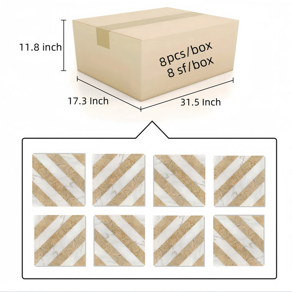 English Elm 12*12 Waterjet Marble Tiles - Luxurious White & Gold Natural Stone For Elegant Floors & Walls W1696P262344