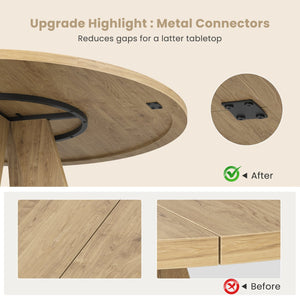 English Elm 47" Round Wood Dining Table Seats Six with Industrial Metal Base for Modern Homes Natural T3623P433914