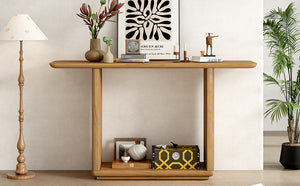 English Elm Mirod Acacia Veneer Console Table with U-base and Curved Edges for Entryway Natural N760P237958N