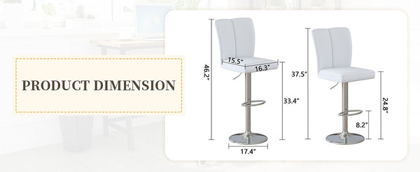 English Elm Modern Pu Leather Dining Chair Set of Six with Curved Back and Polished Metal Legs White+Silver W1151P370792