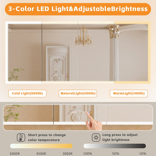 English Elm Lighted Aluminum Medicine Cabinet Smart Mirror with Anti-fog Led and Built-in Usb Outlet W5609P461522