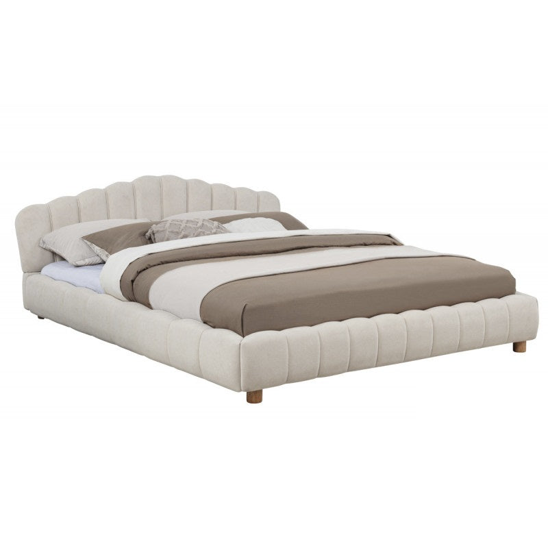 English Elm Velvet Queen Platform Bed Low Profile Modern Frame Plush Upholstered Bedroom B011S02267
