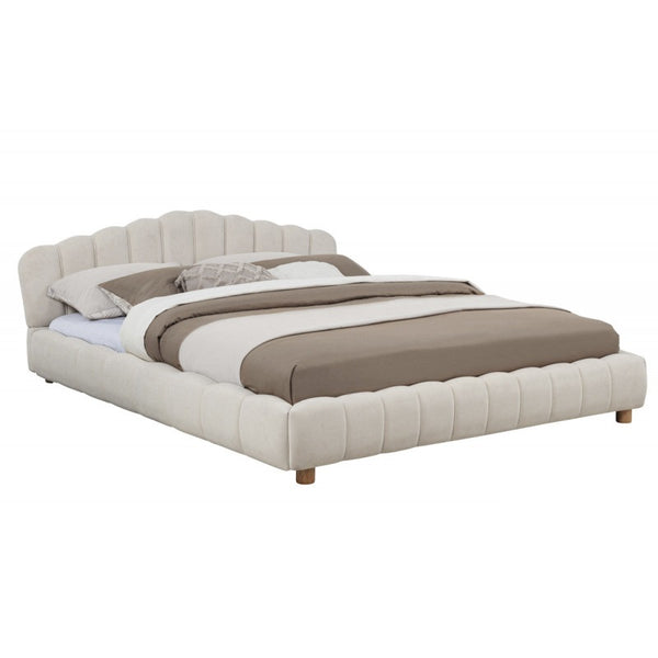 English Elm Velvet Queen Platform Bed Low Profile Modern Frame Plush Upholstered Bedroom B011S02267