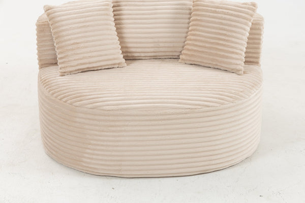 English Elm Full Foam Corduroy Single Seat Lounge Sofa with Lumbar Pillows for Small Spaces Beige W3326P350901