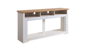 English Elm 60 Inch White Marble Fireplace Tv Stand with Smart Electric Insert for Living Rooms W1769S00011