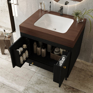 English Elm Contemporary Freestanding Bathroom Vanity Sintered Stone Top Ceramic Sink Storage Cabinet W3136S00060