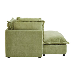English Elm Modern Chenille Accent Chair with Ottoman Plush Wide Seat Curved Arms for Bedroom Green N719P428439F