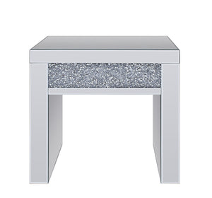 English Elm Noralie Glam Mirrored End Table with Crystal Inlay Drawer and Sled Base Accent B2726P448757