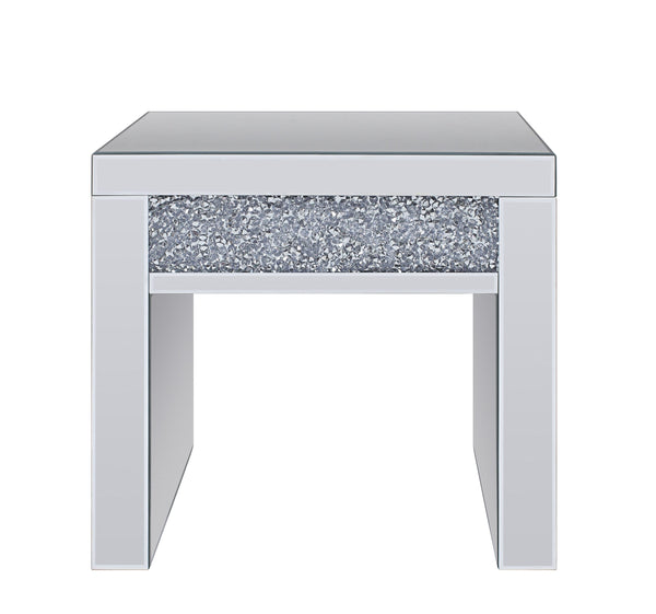 English Elm Noralie Glam Mirrored End Table with Crystal Inlay Drawer and Sled Base Accent B2726P448757
