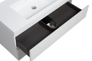 English Elm 36" Floating Bathroom Vanity Glossy White Wall Mount Soft Close Resin Basin W1573S00078