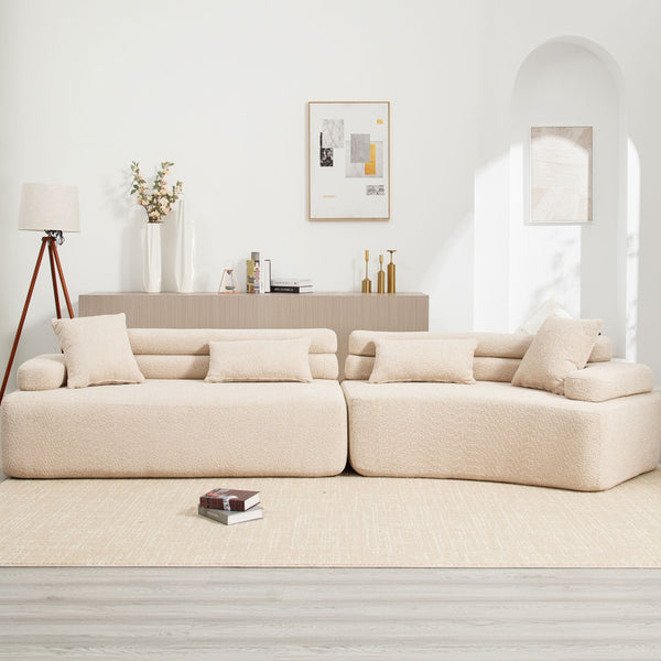 English Elm Modern Foam-Filled Sleeper Sofa Bed With Unique Boucle Design For Living Room & Bedroom Decor W2705S00007-GIGA