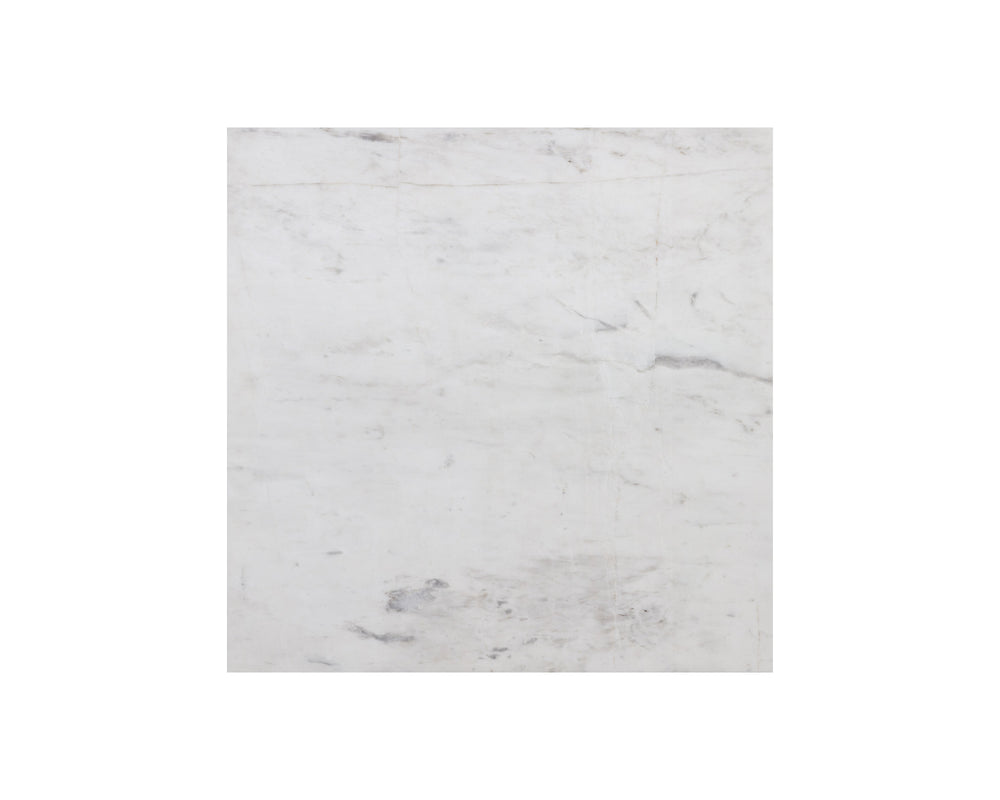 Sunpan Claudia Bistro Table - Elegant Art Deco Design with Unique Marble Top and Pewter Steel Base for Dining 24W x 24D x 30H