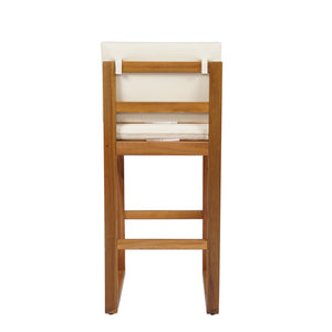 English Elm Christopher Knight Home® - Outdoor Acacia Wood Barstool set brings rustic-modern charm, durable solid wood, water-resistant cushions, easy assembly Teak+ Beige 43 L x 24.25 W x 11.5 H N776P285374T