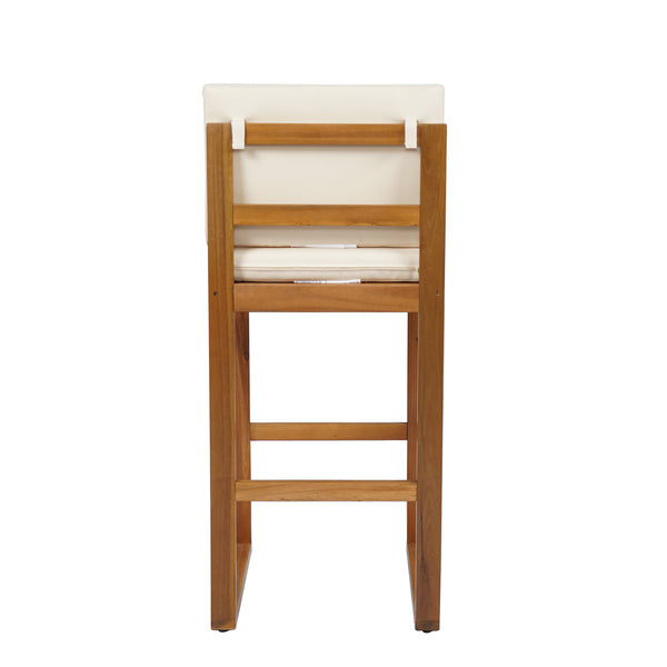 English Elm Christopher Knight Home® - Outdoor Acacia Wood Barstool set brings rustic-modern charm, durable solid wood, water-resistant cushions, easy assembly Teak+ Beige 43 L x 24.25 W x 11.5 H N776P285374T