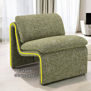 English Elm Innovative Jaeda Boucle Accent Chair with Curved Silhouette, Full Foam Comfort and Sturdy Frame Green 30.7 L x 28.7 W x 26.4 H B2726P241773