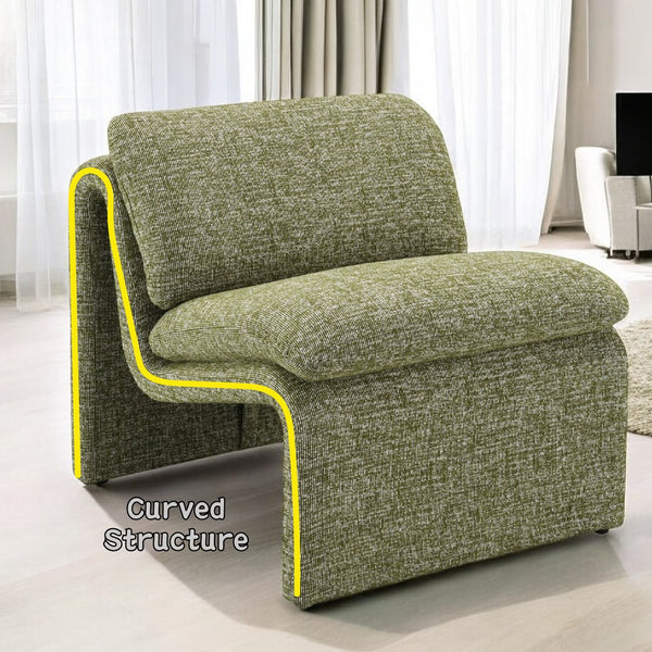English Elm Innovative Jaeda Boucle Accent Chair with Curved Silhouette, Full Foam Comfort and Sturdy Frame Green 30.7 L x 28.7 W x 26.4 H B2726P241773