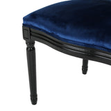 Christopher Knight Home® - Noble House - Leroy Traditional Navy Blue Velvet Dining Chairs With Gloss Black Finished Legs (Set Of 2)