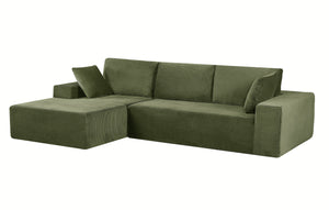 English Elm Cozyform Convertible Sectional Sofa In Dark Green Corduroy, No Assembly, Versatile Comfort & Style B2735P359709