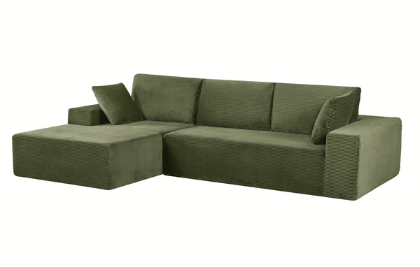 English Elm Cozyform Convertible Sectional Sofa In Dark Green Corduroy, No Assembly, Versatile Comfort & Style B2735P359709