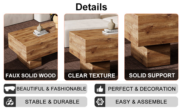 English Elm This modern rectangular coffee table with wood texture MDF, 300 lb capacity, easy 10-15 min assembly W1151P271517