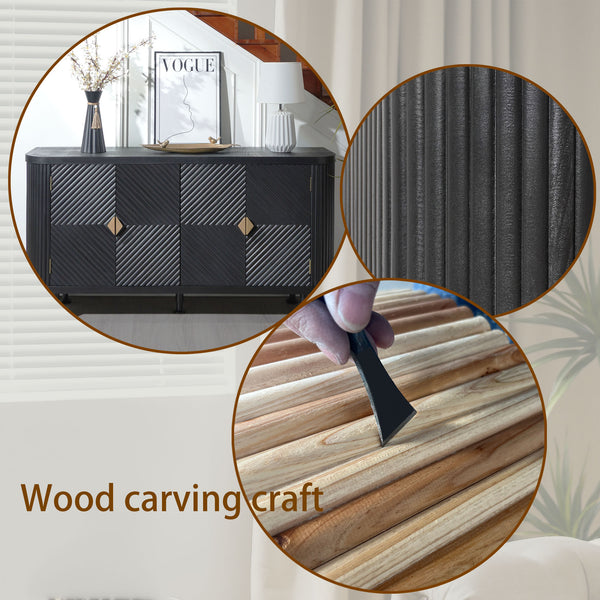 English Elm Accent Storage Cabinet - Stylish Modern Buffet With Adjustable Shelves For Entryway & Living Room W2729P202567