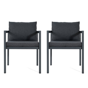 English Elm Outdoor Aluminum Patio Dining Chairs Set of 2 with Cushions Rust Proof Frame N779P369116G