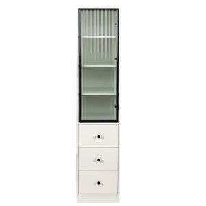 English Elm Elegant White Storage Cabinet – Modern Design With Glass Doors & Ample Space For Any Room Decor W331P298186