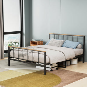 English Elm Metal Platform Bed Frame With Headboard, Sturdy Design, Under-Bed Storage, No Box Spring Needed, Full Size W57868845