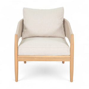 English Elm Christopher Knight Home® - Verona Outdoor Acacia Wood Club Chair Set Of 2 With Beige Cushions & Handwoven Rope For Patio Style N775P309256A