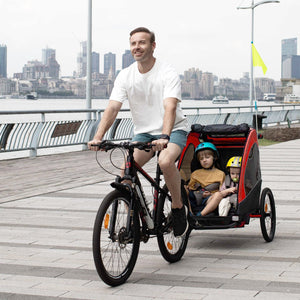 English Elm Aosom 3 in 1 Kids Bike Trailer Jogger Stroller Aluminum Frame Rubber Tires W2225P200440