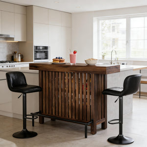 English Elm Bar Table Two Tier Industrial Metal Frame Open Shelf Home Kitchen Entertaining Stand T3971P452823