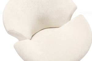 English Elm Tulip Velvet Swivel Lounge Chair with Polished Chrome Base, 360° Rotation, Plush Velvet Comfort White B365P398005