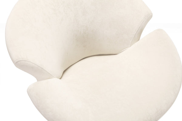 English Elm Tulip Velvet Swivel Lounge Chair with Polished Chrome Base, 360° Rotation, Plush Velvet Comfort White B365P398005
