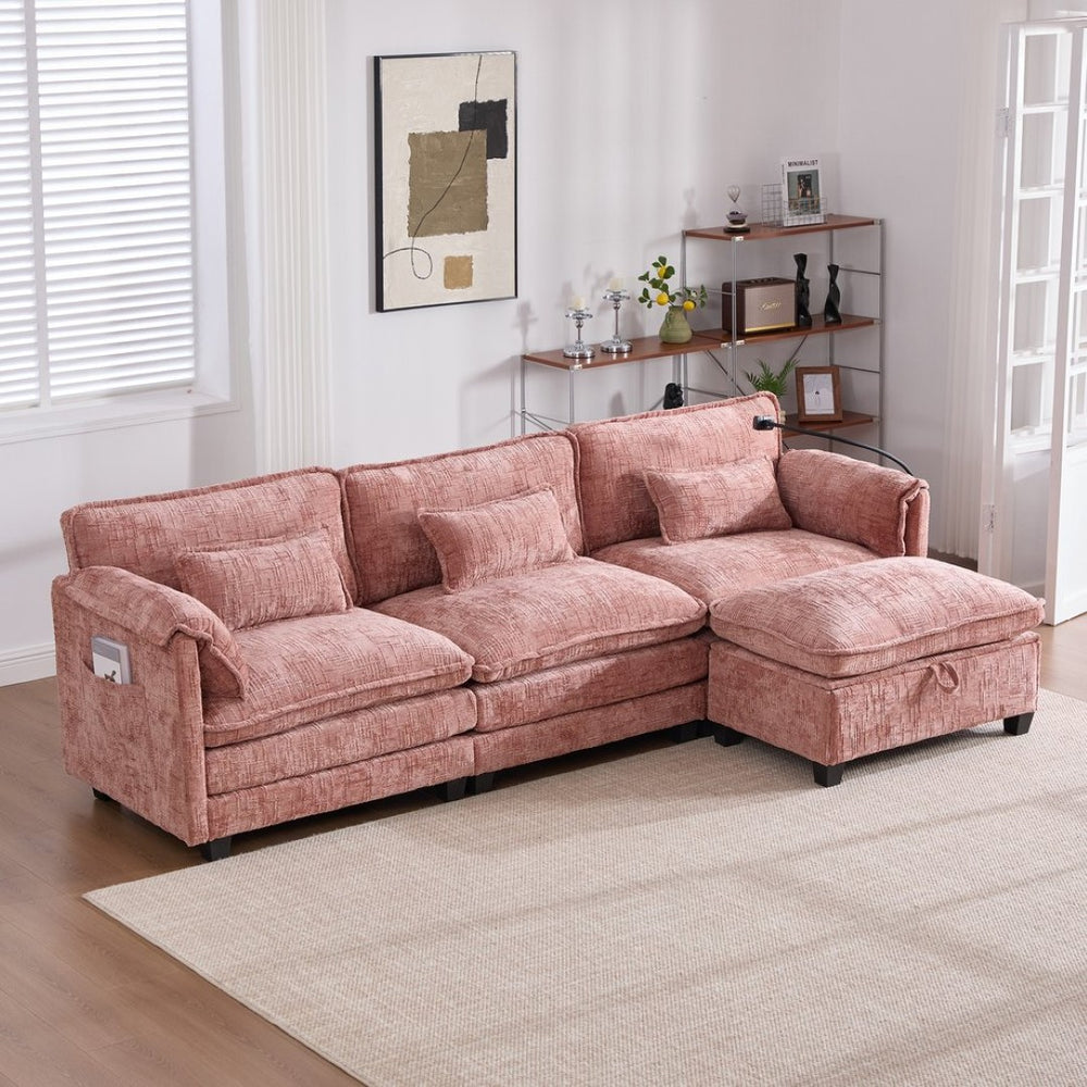 English Elm United Oversized 112" Modular Sectional Sofa Cloud Couch With Storage Ottoman, Usb Ports & Comfort Design W1568S00185-GIGA