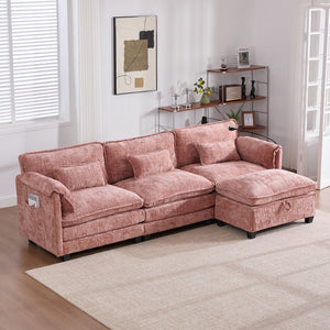 English Elm United Oversized 112" Modular Sectional Sofa Cloud Couch With Storage Ottoman, Usb Ports & Comfort Design W1568S00185-GIGA