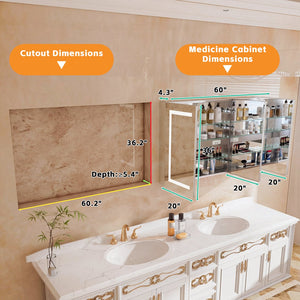 English Elm Lighted Aluminum Medicine Cabinet Smart Mirror with Anti-fog Led and Built-in Usb Outlet W5609P461329
