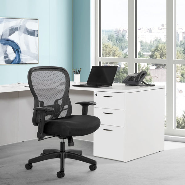 OSP Home Furnishings Deluxe Ergonomic Mesh Office Chair with Memory Foam Seat and Four Way Adjustable Arms 529R-3R2N1F2