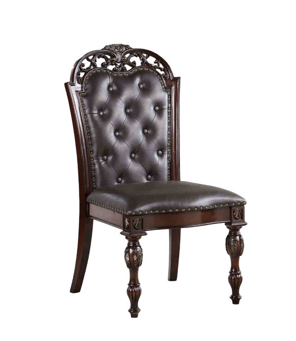 English Elm Traditional Elegant 2pc Arm Chair Set with Upholstered Seats, Ornate Corbels, Solid Rubberwood Finish Brown,Cherry,Espresso 26 L x 46 W x 14 H B2741P408855