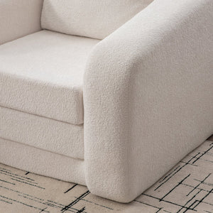 English Elm 40" Chenille Cloud Floor Chair Convertible Sleeper Sofa Lounge for Dorm Apartment Bedroom Ivory W3118P388895