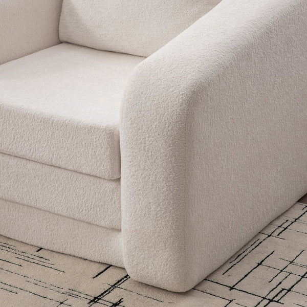 English Elm 40" Chenille Cloud Floor Chair Convertible Sleeper Sofa Lounge for Dorm Apartment Bedroom Ivory W3118P388895