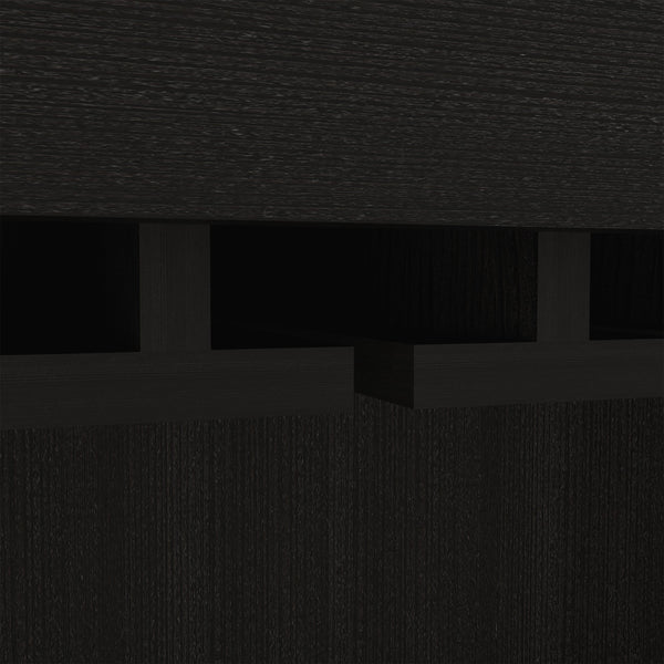 English Elm Montenegro 69" Bar Cabinet with Wine Glass Rack, 5 Bottle Cubbies, 3 Shelves & Spacious Storage B200S00060