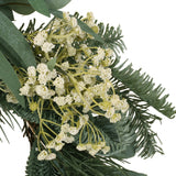 Christopher Knight Home® - Noble House - Geddes 30" Eucalyptus and Pine Artificial Silk Wreath with Baby'S Breath, Green and White