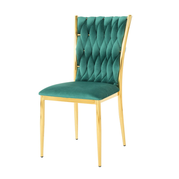 English Elm Modern Velvet Dining Chairs Set of 4 with Gold Legs Curved Back Kitchen Bedroom W210P271009