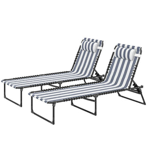 English Elm Outdoor Folding Chaise Lounges Set of Two with Bungee Mesh and Steel Frame T3971P459603