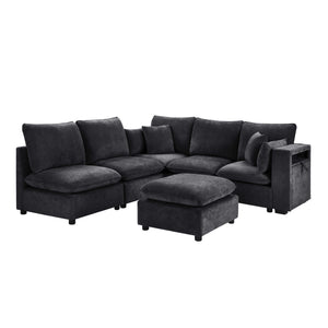 English Elm Swivel Barrel Accent Chair Chenille Tufted Round Club Seat for Living Room Lounge Black N719S002300B