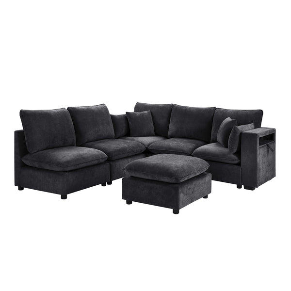 English Elm Swivel Barrel Accent Chair Chenille Tufted Round Club Seat for Living Room Lounge Black N719S002300B