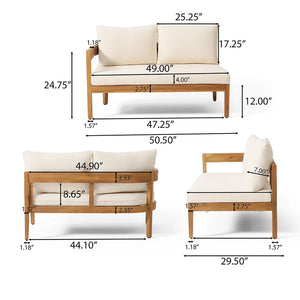 English Elm Brooklyn Outdoor Modular Sectional Acacia Hardwood Tuxedo Sofa Resort Patio Seating N773OS00070B