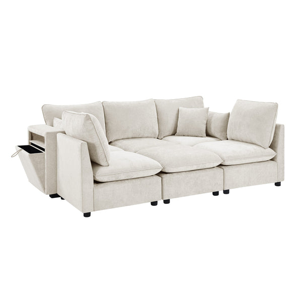 English Elm Swivel Barrel Accent Chair Chenille Tufted Round Club Seat for Living Room Lounge Beige N719S002300A