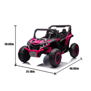 English Elm 24v Two Seat Kids Electric Utv with Parental Remote Suspension Off Road Ride On Pink W1578P184801