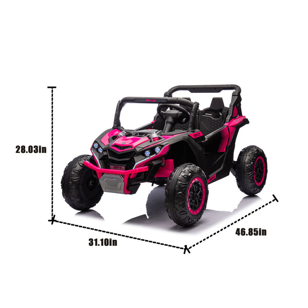 English Elm 24v Two Seat Kids Electric Utv with Parental Remote Suspension Off Road Ride On Pink W1578P184801